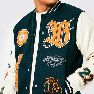 Blouson d'aviateur pour hommes de grande taille veste de baseball avec patchs personnalisés logo de broderie veste universitaire Letterman pour hommes - Product Image 5