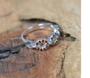 โกเมนสีแดง925เงินสเตอร์ลิงแหวนโกเมนแท้ทำด้วยมือเครื่องประดับ January birthstone - Product Image 3