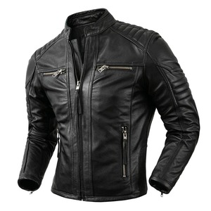 Veste de moto vintage en cuir véritable et toile pour homme, manteau imperméable et respirant, vêtements de motard, taille S-5XL - Product Image 2