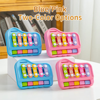 Two-in-one Educational Drums Percussion Toy Musical Instrument Set for Infants Children 8-Piece Plastic Cartoon Design 5 Scales