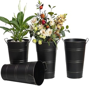 Rustique Noël Galvanisé Jardinières Seaux De Noël Décoratif De Noël En Métal Pot De Fleur Ferme Fleur Décor Décoration De La Maison - Product Image 1