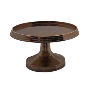 Soporte moderno redondo para Pastel de Bodas, bandeja de madera natural y vidrio marrón para servir y fines decorativos - Product Image 3