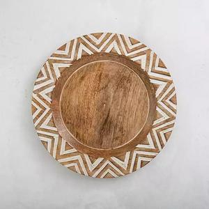 Assiettes de présentation en bois de manguier faites à la main modernes assiettes de dessert en bois massif vente en gros - Product Image 5