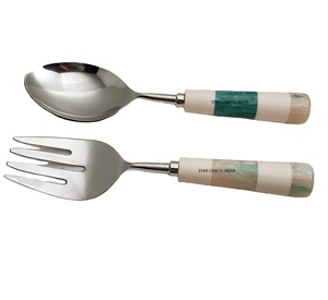 ช้อนตักสลัดแบบแบนพร้อมที่จับทำจากเรซินทำจากสเตนเลสผสมและทำอาหาร - Product Image 1