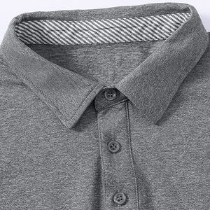 Polo de color gris de la mejor calidad para hombre, ropa informal de manga larga, polo hecho de poliéster con diseño de logotipo personalizado - Product Image 4