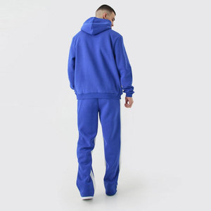 FREEZY APPAREL Ensemble de survêtement bleu à capuche pour homme, couleur unie, décontracté, sweat-shirt et pantalon long, coupe régulière, polyester/coton - Product Image 2