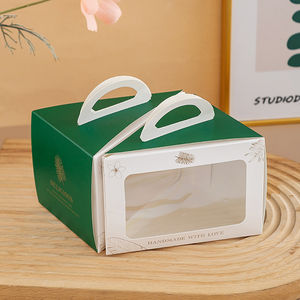 Portable Transparent Hand-Cut Cake <b>Box</b> with Embossing Printing New Design for <b>Sandwiches</b> and Small Cakes - Product Image 3
