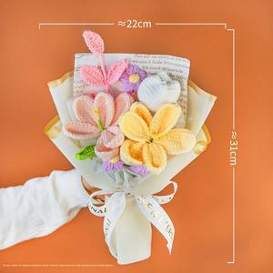 Bouquet de fleurs au crochet et tricotées (lys, tulipes), fini, pour la Fête des Mères, cadeau de mariage, pour maman, vente en gros transfrontalière - Product Image 6