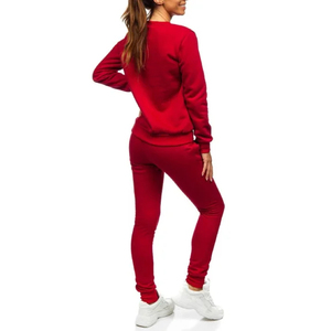 Custom Women Tracksuit Set Red Sweatshirt <b>Jogger</b> Pants Two Piece Sportswear Winter Fitness Gym Wear Premium Cotton Blend Formal - Product Image 3