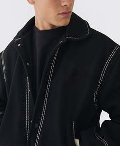 Chaquetas de Béisbol de Cuero para Hombre, Diseño Moderno, Bordado Personalizado, Cuello Alto, Impermeables, con Mangas de Cuero, Personalización Frontal - Product Image 2