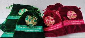 Custom Made Velvet Bags With Gold Print in Size 4.5 Inch X 5.5 Inch in Green & <b>Burgundy</b> Shades in Drawstring Pattern. - Product Image 6