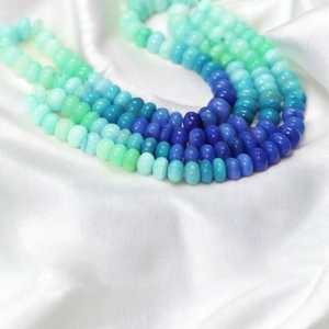 Vente en gros de perles de rondelle rondes lisses en opale verte bleue naturelle 6mm 8mm perles de pierres précieuses en vrac pour la fabrication de bijoux - Product Image 6