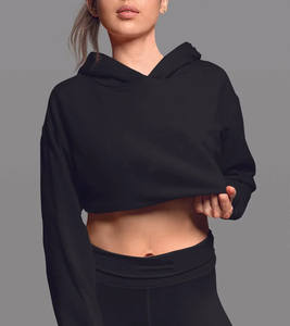 Sudadera Corta con Capucha para Mujer, Logotipo Personalizado al por Mayor, Top Corto Lavado, Sudadera Corta de Algodón, Talla Grande, OEM/ODM - Product Image 5