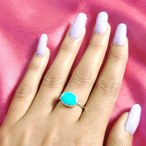 Regalo de Navidad turquesa Natural 12x9mm piedra preciosa ovalada 925 anillos de plata 2,81 GMS hecho a mano belleza durmiente anillos de joyería de plata - Product Image 5
