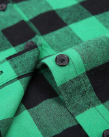 Chemise en flanelle à carreaux verte et noire personnalisée pour femmes Chemise à manches longues décontractée en coton à carreaux avec bouton sur le dessus Chemise tendance pour femmes avec logo