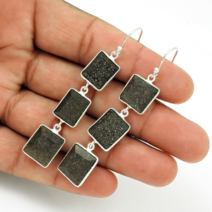 Solid 925 Sterling Silver Natural <b>Black</b> Sun Stone Party Wear Classic Look <b>Earring</b> <b>for</b> <b>Woman</b> Girls Handmade Jewelry Bulk Exporter - Product Image 4