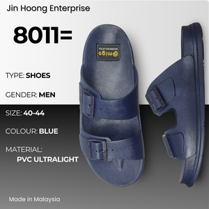 รองเท้าแตะ PVC แบบสวมสำหรับผู้ชาย สีน้ำเงิน น้ำหนักเบา กันลื่น สวมใส่สบาย รองเท้าลำลอง ขายส่งจำนวนมาก @migo 8011= ผลิตในมาเลเซีย - Product Image 1