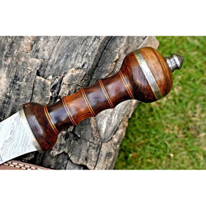 Épée romaine Gladius en acier Damas faite à la main avec manche en bois et fourreau en cuir - Product Image 6