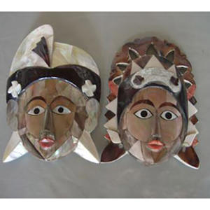 Máscara Tallada en Concha Marina, Joyería de Concha Marina, Motivo de Máscara, Tamaño Mixto 20x15cm, Máscara Tallada en Concha Marina - Product Image 1