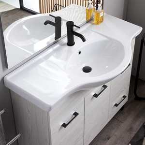105cm White Oak <b>Floor</b>-Standing Bathroom Cabinet with <b>Mirror</b> and Ravenna Lamp Luxury Bathroom Sets - Product Image 3