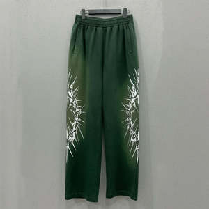 Wholesale Custom Cotton Men Bleach Wash Stacked Jogger Pants Vintage Regular Flared Sweatpants Winter Lace Painted - Product Image 5