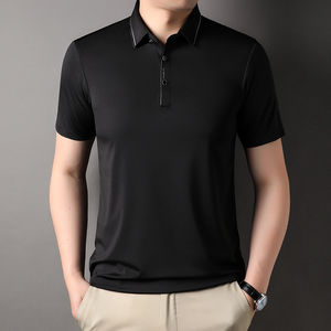 T-shirt polo à manches courtes personnalisé pour homme, en coton tricoté extensible respirant et confortable, motif uni imprimé anti-boulochage - Product Image 6