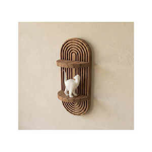 Étagère flottante en bois faite à la main de style bohème : Décoration en bois de style moderne du milieu du siècle - Product Image 3