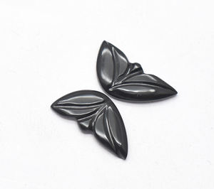 Pares de mariposa de piedras preciosas de ágata negra natural, cristal tallado, piedra preciosa de ónix de 17X8mm, mariposa tallada a mano de lujo 4,55 Cts - Product Image 5