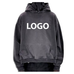 Sudaderas con capucha de lavado ácido OEM de gran tamaño de secado rápido personalizable para uso en invierno Vintage 2025 algodón pesado con bolsillos - Product Image 1