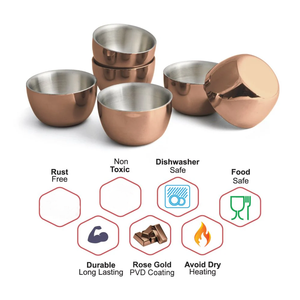 Tazón de Doble Pared Pulido de Alta Calidad, Acero Inoxidable Ecológico con Acabado Dorado para Cocina, Hogar, Hotel, Catering y Comida - Product Image 3