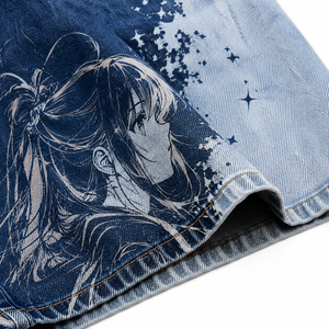 Jeans Anchos de Cintura Alta para Mujer, Estampado Digital de Anime, Estilo Verano/Invierno, Lavado Oscuro/Claro, Mezclilla Tejida, Moda Urbana Y2K - Product Image 5