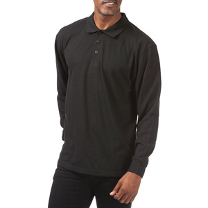 Polos negros de manga larga con cuello vuelto, camisetas polo para adultos al por mayor con servicio y diseño OEM - Product Image 2