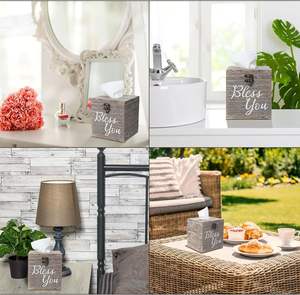 Lot de 4 couvercles en bois pour papier hygiénique, couvercle carré, porte-papier hygiénique, dimensions intérieures 4.57x4.57x4.96 pouces - Product Image 6