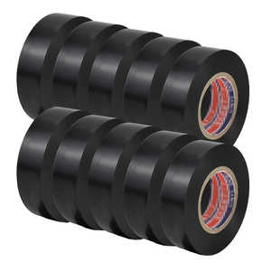 10 Cintas Eléctricas de PVC Negras - Adhesivo Fuerte, Resistentes al Calor, Impermeables y Duraderas para Uso Doméstico y Empuñaduras de Raquetas - Product Image 1