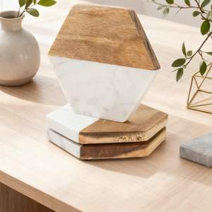 Posavasos de Madera y Mármol de Primera Calidad Craft Valley, Duradero, Resistente al Calor, de Lujo, 400 mm de Diámetro, para Bebidas y Superficies de Mesa - Product Image 3