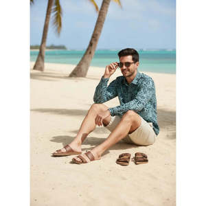 Chemise habillée élégante à manches longues pour homme, coupe ajustée, en popeline de soie mélangée, col boutonné, XL - Édition limitée, surchemise de plage - Product Image 3