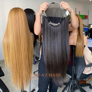 Pelucas largas Hueso recto Extensiones de cabello humano de alta calidad en encaje frontal suizo HD para mujeres - Product Image 4