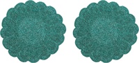 Vente en gros de sets de table ronds brodés personnalisés de couleur verte écologique de luxe avec perles de verre pour occasions de mariage