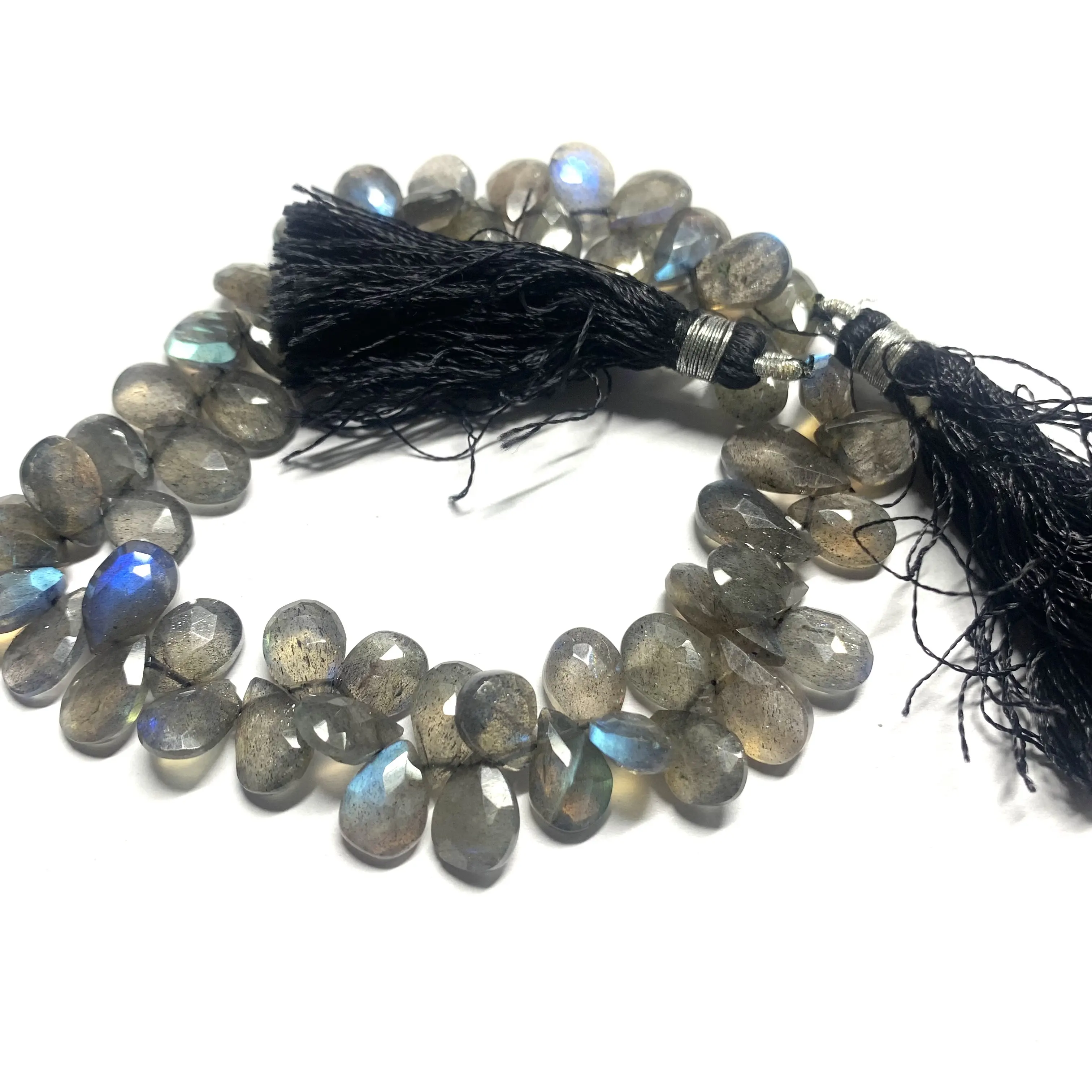 Perles de goutte de larme de labradorite de feu bleu pierres précieuses naturelles à facettes poire briolette gouttes perles de labradorite naturelles