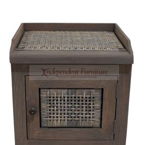 Classic Storage Traditional Drawer Solid Mahogany Wood <b>Bedside</b> Table <b>Tall</b> Nightstand <b>Cabinet</b> Woven Furniture Bedroom Living Room - Product Image 2