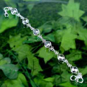 Belle chaîne réglable en argent sterling 925 à facettes topaze blanche ronde lien fin pour les femmes cadeau de fête chrétienne - Product Image 4