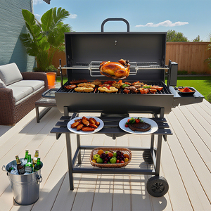 Barbecue au charbon de bois avec <span class=keywords><strong>fonction</strong></span> de rôtisserie, kit de rotation automatique pour poulet, en acier moderne robuste, pour fête en plein air - Product Image 2