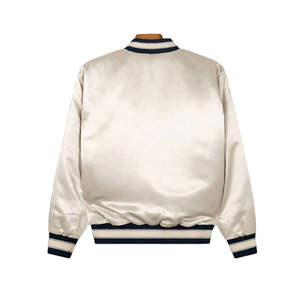 Men's <b>Thin</b> Satin Varsity Bomber <b>Jacket</b>-Durable <b>Waterproof</b> Eco-Friendly Casual Outerwear OEM Custom Service - Product Image 5