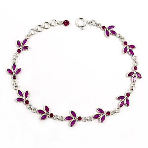 Trendy Flower Design <b>Bracelet</b> Comes With Ruby CZ In Round & Marquise Cut Stylish Look Handmade Jewelry Latest Design Exporter - Product Image 2