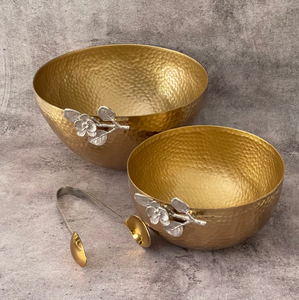 Tazón de servicio de metal con acabado martillado para una presentación elegante de alimentos en hoteles, eventos y distribución al por mayor a granel - Product Image 2