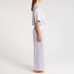 Pijama de manga larga a rayas para mujer, conjunto de pijama de 2 piezas, ropa de dormir de satén para primavera y verano, ropa de dormir para el hogar - Product Image 5