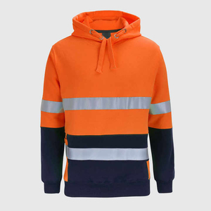 Custom Winter Hi Vis <b>Reflective</b> Safety Work Zip-up Hoodie Men Long Sleeve Security Jackets Front Logo Canvas <b>Material</b> Breathable - Product Image 5