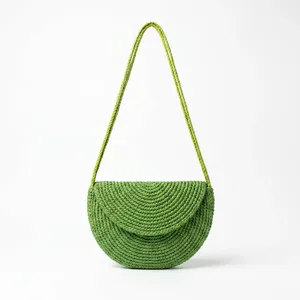 Bolsos de mano de rafia con cuentas para mujer, estilo bohemio, coloridos, de forma redonda, para uso diario en todas las estaciones. - Product Image 5