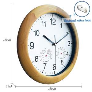 Horloge murale analogique à cadre en bois moderne, horloge murale silencieuse à quartz minimaliste pour le salon, la chambre à coucher, le bureau, la décoration de la maison - Product Image 6