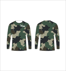 T-shirt à manches longues personnalisé vert, noir et camouflage marron, anti-humidité, haute performance, pour entraînement sportif et fitness - Product Image 1